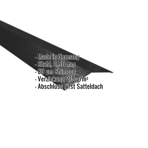 Firstblech flach | 14,5 x 14,5 cm | 150° | Stahl 0,50 mm | 80 µm Shimoco | 9005 - Tiefschwarz #2