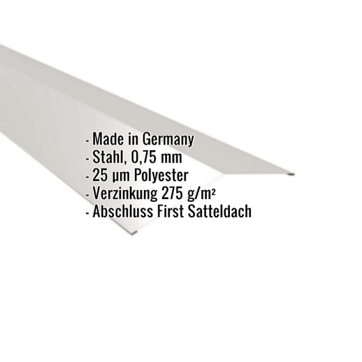 Firstblech flach | 19,8 x 19,8 cm | 150° | Stahl 0,75 mm | 25 µm Polyester | 9006 - Weißaluminium #2