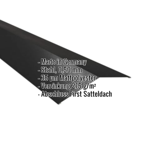Firstblech flach | 19,8 x 19,8 cm | 150° | Stahl 0,50 mm | 35 µm Mattpolyester | 33 - Schwarz #2