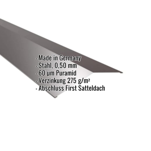 Firstblech flach | 19,8 x 19,8 cm | 150° | Stahl 0,50 mm | 60 µm Puramid | 8017 - Schokoladenbraun #2