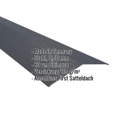 Firstblech flach | 19,8 x 19,8 cm | 150° | Stahl 0,50 mm | 80 µm Shimoco | 7016 - Anthrazitgrau #2