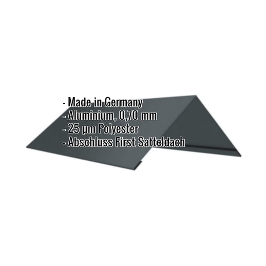 Firstblech flach | 20 cm x 20 xm x 2,00 m | 140° | Aluminium 0,70 mm | 25 µm Polyester | 7016 - Anthrazitgrau #2