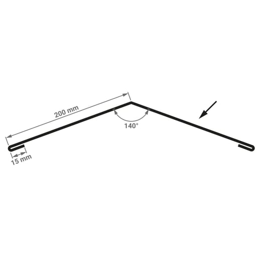 Firstblech flach | 20 cm x 20 xm x 2,00 m | 140° | Stahl 0,50 mm | Aluzink #4