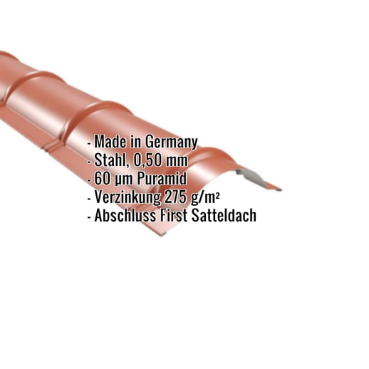 Firstblech halbrund | 1,86 m | Stahl 0,50 mm | 60 µm Puramid | 8004 - Kupferbraun #2