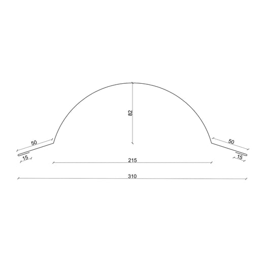 Firstblech halbrund groß | 1,96 m | Stahl 0,50 mm | 35 µm Mattpolyester | 033 - Schwarz #4