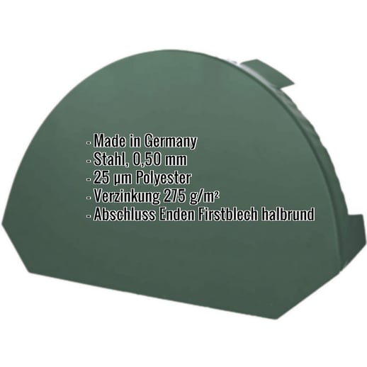 Firstblechendstück groß | Stahl 0,50 mm | 25 µm Polyester | 6005 - Moosgrün #2