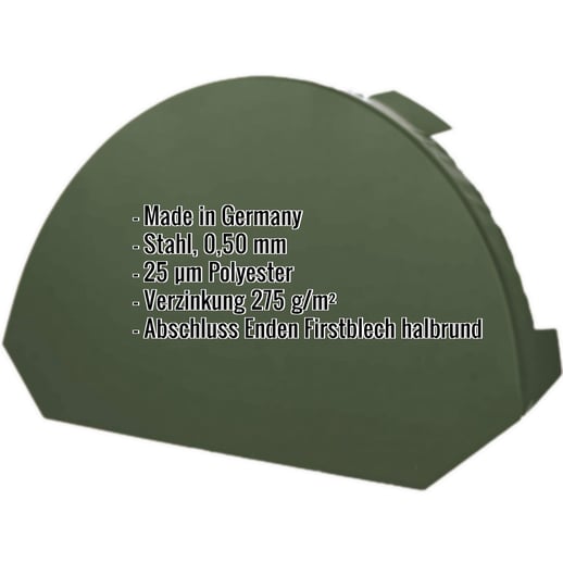 Firstblechendstück klein | Stahl 0,50 mm | 25 µm Polyester | 6020 - Chromoxidgrün #2
