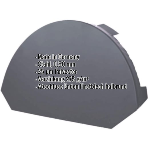 Firstblechendstück klein | Stahl 0,50 mm | 25 µm Polyester | 7024 - Graphitgrau #2