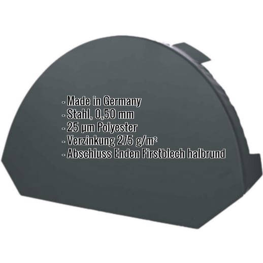 Firstblechendstück klein | Stahl 0,50 mm | 25 µm Polyester | 7016 - Anthrazitgrau #2