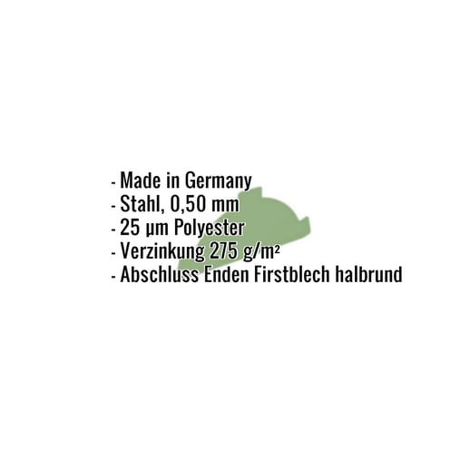 Firstblechendstück | Stahl 0,50 mm | 25 µm Polyester | 6011 - Resedagrün #2