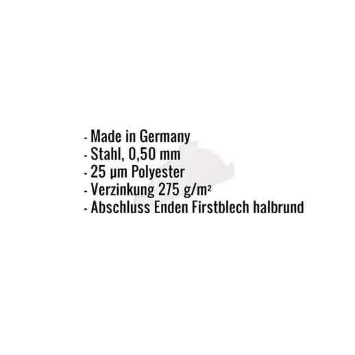 Firstblechendstück | Stahl 0,50 mm | 25 µm Polyester | 7035 - Lichtgrau #2
