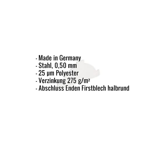Firstblechendstück | Stahl 0,50 mm | 25 µm Polyester | 9007 - Graualuminium #2