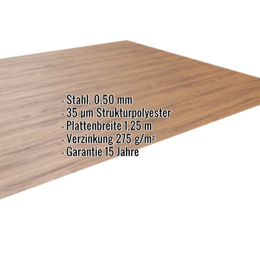 Flachblech | Stahl 0,50 mm | 35 µm Strukturpolyester | Holzoptik - Eiche #2