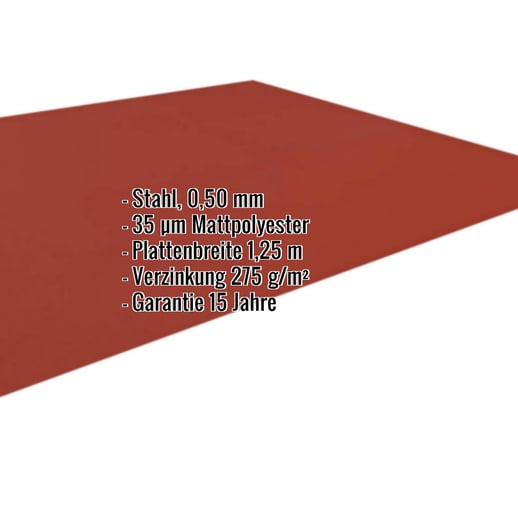 Flachblech | Stahl 0,50 mm | 35 µm Mattpolyester | 29 - Rot #2