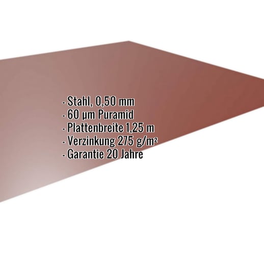 Flachblech | Stahl 0,50 mm | 60 µm Puramid | 8012 - Rotbraun #2