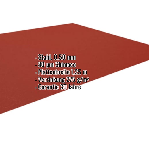 Flachblech | Stahl 0,50 mm | 80 µm Shimoco | 3009 - Oxidrot #2