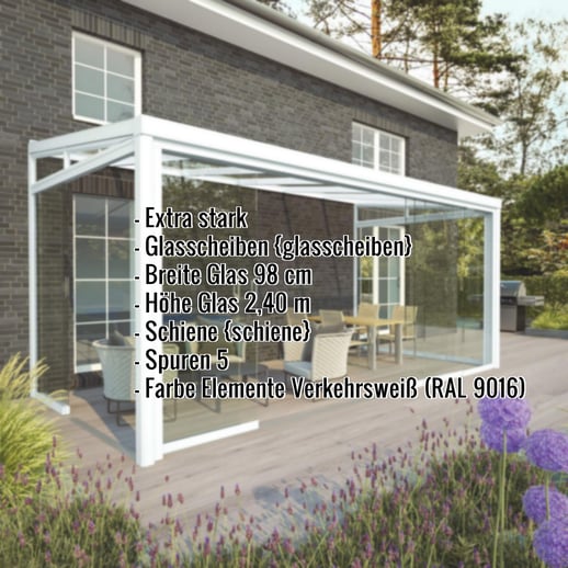 Glasschiebetüren | Seite | RAL 9016 | Breite 4,90 m | Glasscheiben 5 | Glasbreite 98 cm #2