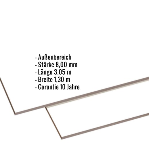 HPL Platte | Außen | 8 mm | Reinweiß | 3,05 x 1,30 m #2