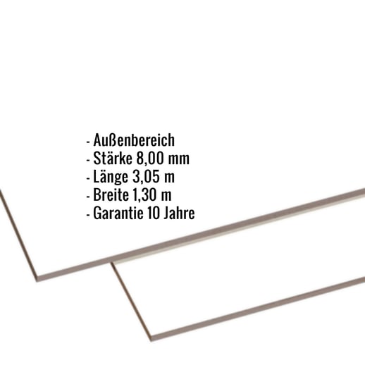 HPL Schichtstoffplatte | Außen | 8 mm | Reinweiß | 3,05 x 1,30 m #2