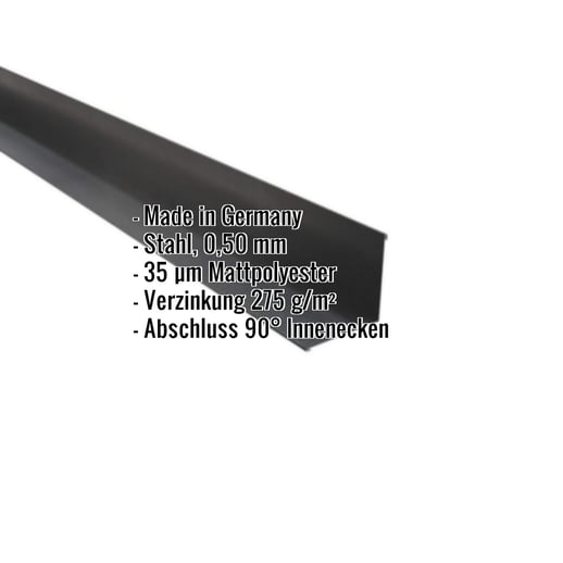 Innenecke | 11,5 cm x 11,5 cm x 2,00 m | Stahl 0,50 mm | 35 µm Mattpolyester | 23 - Dunkelgrau #2