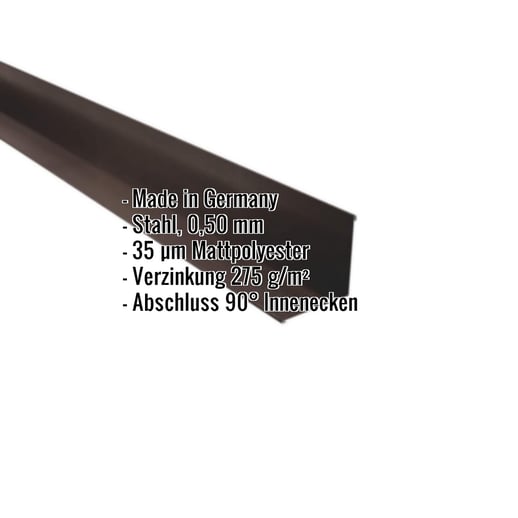 Innenecke | 11,5 cm x 11,5 cm x 2,00 m | Stahl 0,50 mm | 35 µm Mattpolyester | 32 - Dunkelbraun #2
