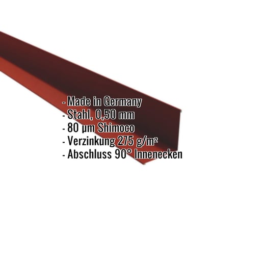Innenecke | 11,5 cm x 11,5 cm x 2,00 m | Stahl 0,50 mm | 80 µm Shimoco | 3009 - Oxidrot #2