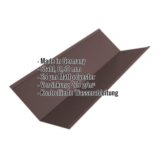 Kehlblech | 19,5 cm x 19,5 cm x 2,00 m | Stahl 0,50 mm | 35 µm Mattpolyester | 8017 - Schokoladenbraun #2