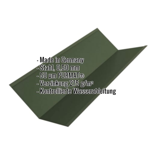 Kehlblech | 19,5 cm x 19,5 cm x 2,00 m | Stahl 0,50 mm | 50 µm PURMAT® | 011 - Grün #2
