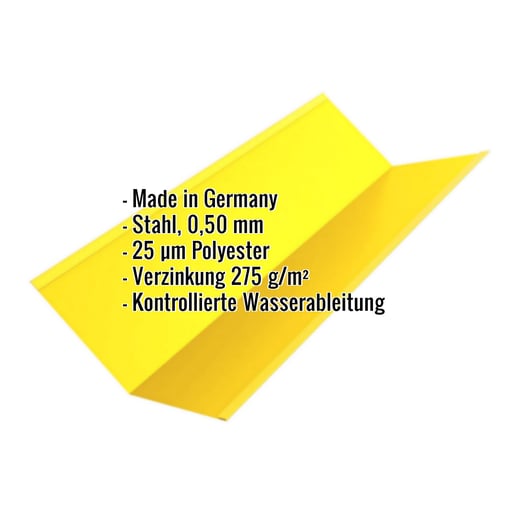 Kehlblech | 19,5 cm x 19,5 cm x 2,00 m | Stahl 0,50 mm | 25 µm Polyester | 1021 - Rapsgelb #2