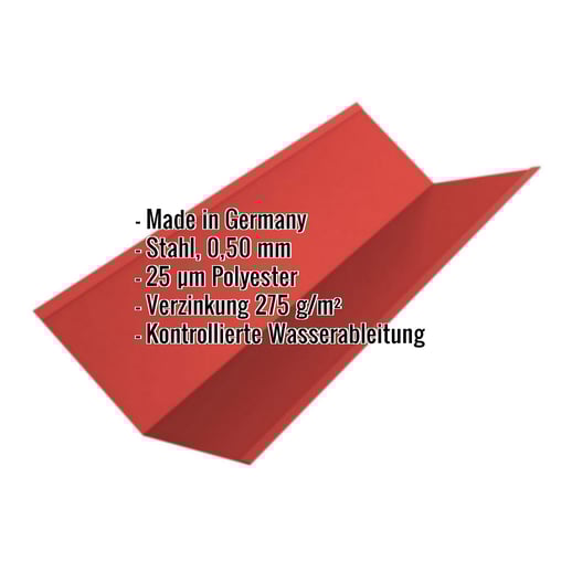 Kehlblech | 19,5 cm x 19,5 cm x 2,00 m | Stahl 0,50 mm | 25 µm Polyester | 3016 - Korallenrot #2