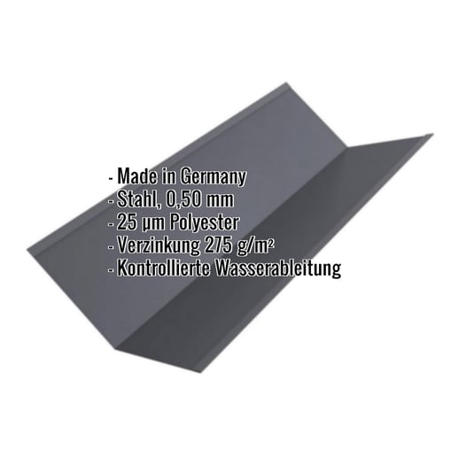 Kehlblech | 19,5 cm x 19,5 cm x 2,00 m | Stahl 0,50 mm | 25 µm Polyester | 7024 - Graphitgrau #2