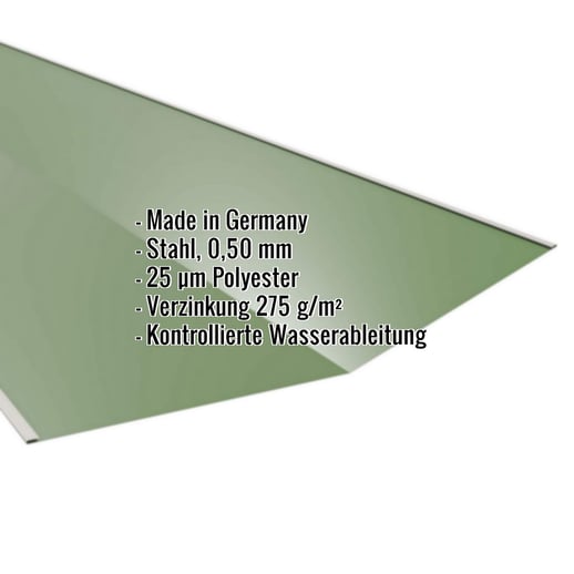 Kehlblech | 49 cm x 49 cm x 2,00 m | Stahl 0,50 mm | 25 µm Polyester | 6011 - Resedagrün #2
