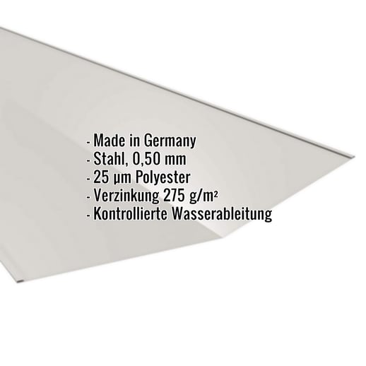 Kehlblech | 49 cm x 49 cm x 2,00 m | Stahl 0,50 mm | 25 µm Polyester | 7035 - Lichtgrau #2
