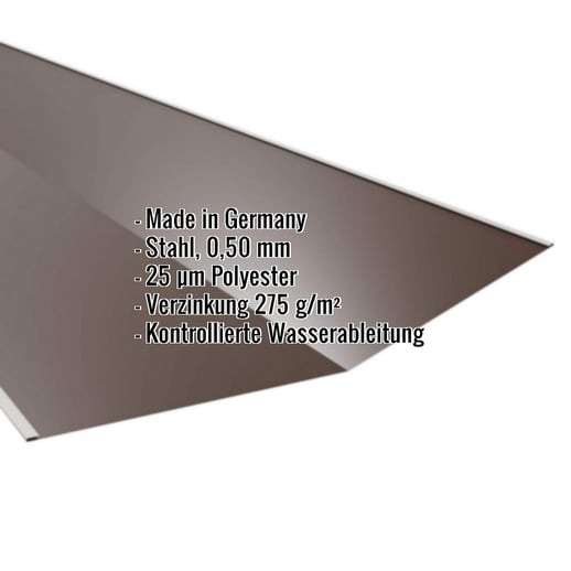 Kehlblech | 49 cm x 49 cm x 2,00 m | Stahl 0,50 mm | 25 µm Polyester | 8014 - Sepiabraun #2