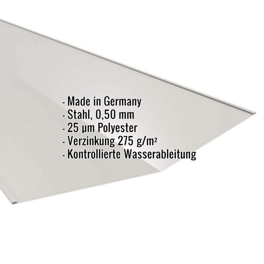 Kehlblech | 49 cm x 49 cm x 2,00 m | Stahl 0,50 mm | 25 µm Polyester | 9006 - Weißaluminium #2