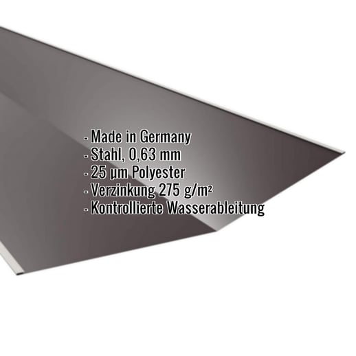 Kehlblech | 49 cm x 49 cm x 2,00 m | Stahl 0,63 mm | 25 µm Polyester | 8017 - Schokoladenbraun #2