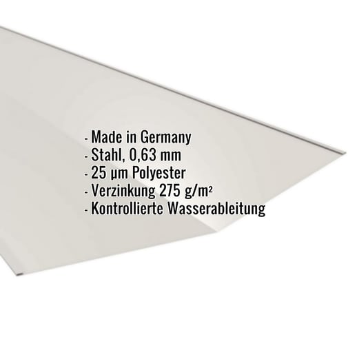 Kehlblech | 49 cm x 49 cm x 2,00 m | Stahl 0,63 mm | 25 µm Polyester | 9002 - Grauweiß #2