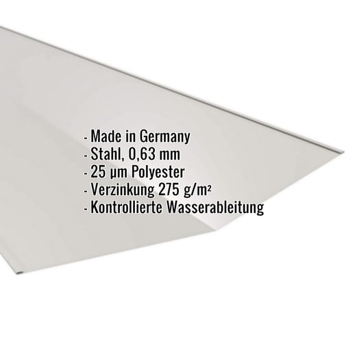 Kehlblech | 49 cm x 49 cm x 2,00 m | Stahl 0,63 mm | 25 µm Polyester | 9006 - Weißaluminium #2