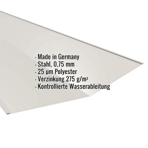 Kehlblech | 49 cm x 49 cm x 2,00 m | Stahl 0,75 mm | 25 µm Polyester | 9002 - Grauweiß #2