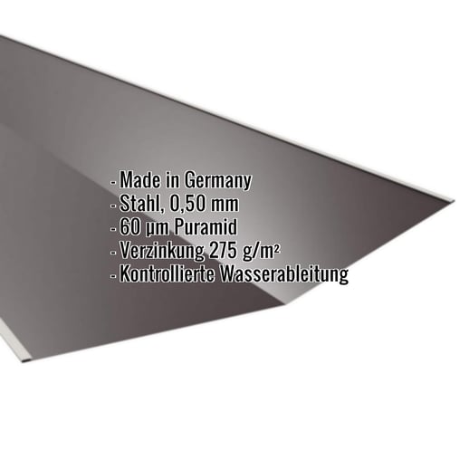 Kehlblech | 49 cm x 49 cm x 2,00 m | Stahl 0,50 mm | 60 µm Puramid | 8017 - Schokoladenbraun #2