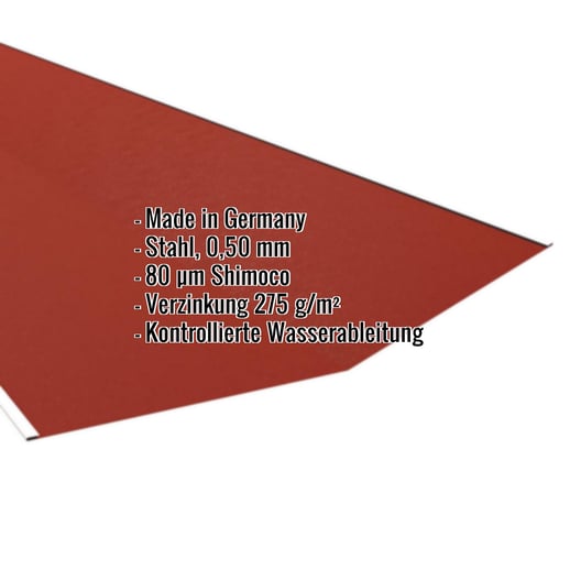 Kehlblech | 49 cm x 49 cm x 2,00 m | Stahl 0,50 mm | 80 µm Shimoco | 3009 - Oxidrot #2