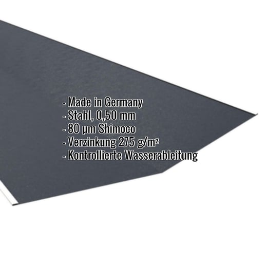 Kehlblech | 49 cm x 49 cm x 2,00 m | Stahl 0,50 mm | 80 µm Shimoco | 7016 - Anthrazitgrau #2