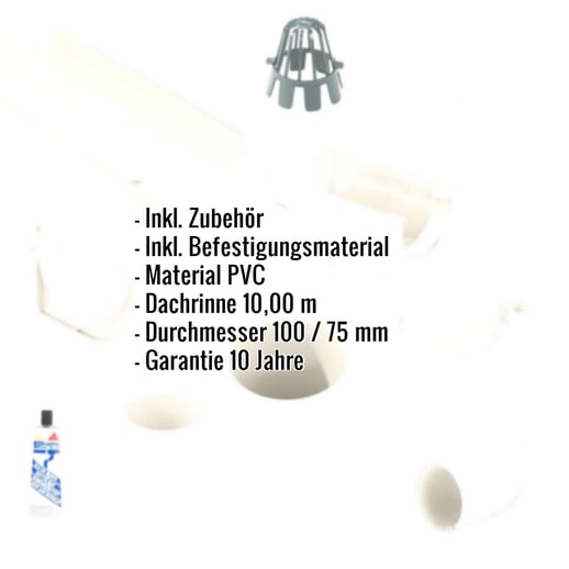 Kunststoff Dachrinnen Sparpaket 10,00 m | Ø 100/75 mm | Farbe Weiß #2