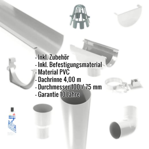 Kunststoff Dachrinnen Sparpaket 4,00 m | Ø 150/110 mm | Farbe Grau #2