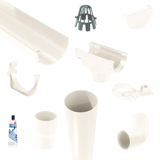 Kunststoff Dachrinnen Sparpaket 6,00 m | Ø 125/90 mm | Farbe Weiß #1