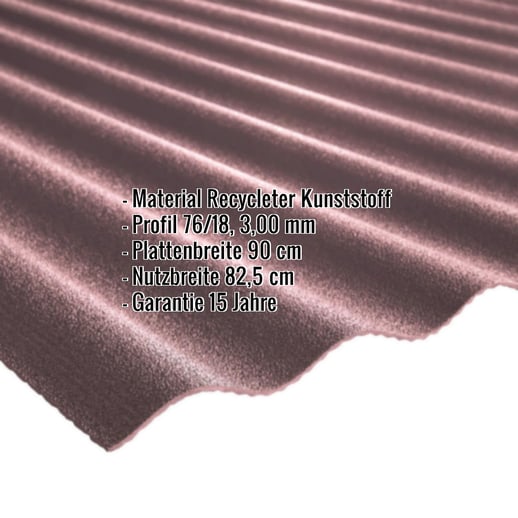 Kunststoff Profilplatte Scobanit light | 76/18 | 3,00 mm | Rotbraun | 2,00 m #2