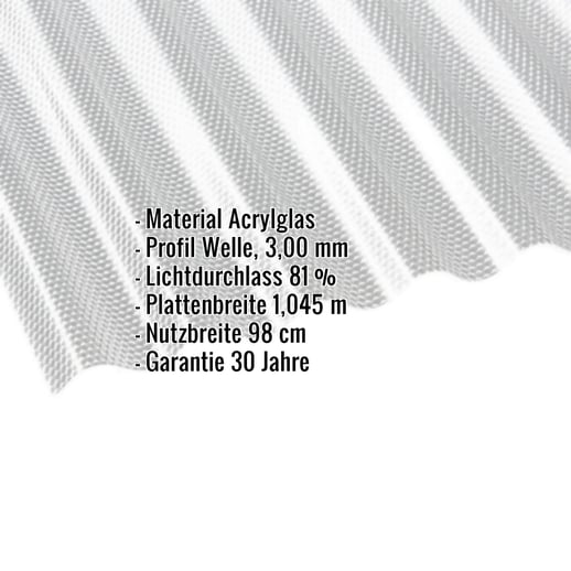 Acrylglas Wellplatte | 76/18 | 3,00 mm | Klar | Wabenstruktur | 2,00 m #2