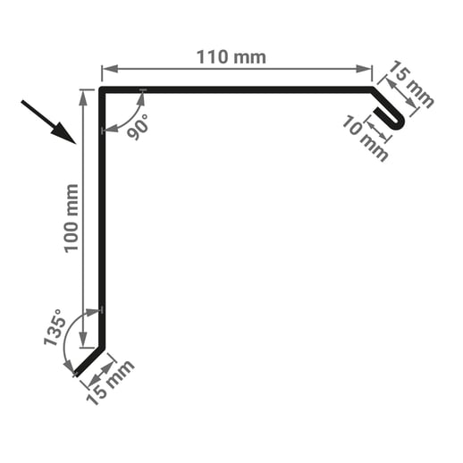 Ortgangwinkel | 11 cm x 10 cm x 2,00 m | Stahl 0,50 mm | 25 µm Polyester | 7035 - Lichtgrau #3