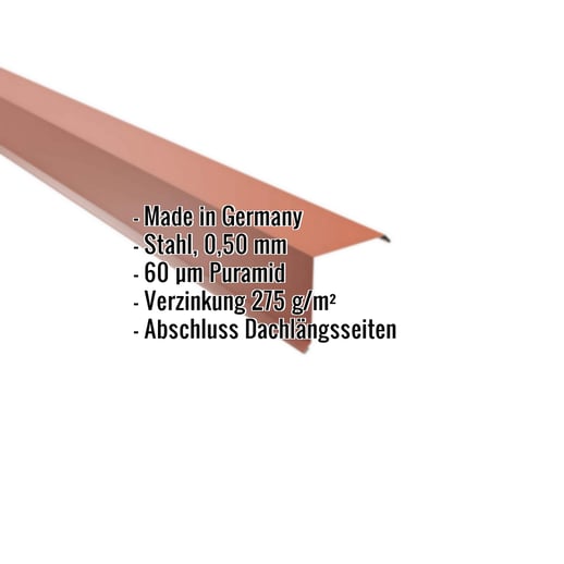 Ortgangwinkel | 11,5 x 11,5 cm | Stahl 0,50 mm | 60 µm Puramid | 8004 - Kupferbraun #2