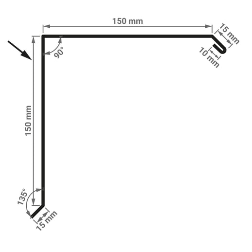 Ortgangwinkel | 15 cm x 15 cm x 2,00 m | Stahl 0,50 mm | 50 µm PURMAT® | 011 - Grün #4